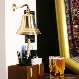Ships Bell Pub Last Orders Bell Wall Mountable - Ideal for Pubs & Home Bars - Elegant Brass Finish, Lightweight Design with Self-Locking Mechanism - 4 Inch by Chabrias Ltd