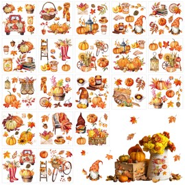 Honoson 20 Sheets Fall Rub on Transfers for Crafts Furniture Autumn Pumpkin Maple Leaves Transfer Stickers Vintage Autumn Harvest Rub on Decal for Paper Scrapbook Wood DIY Journal Home Decor(Fall)