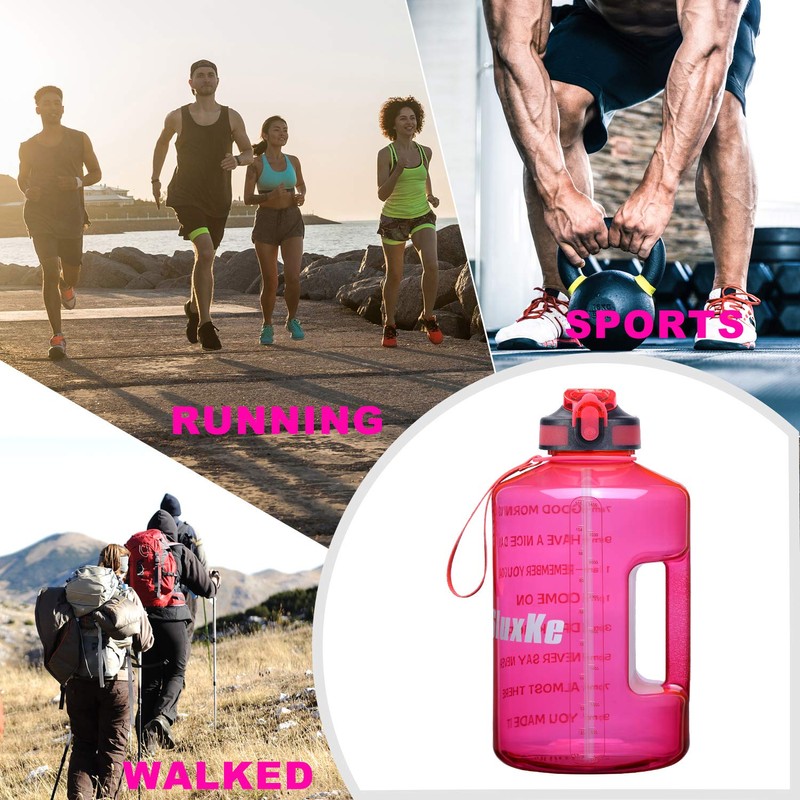 SLUXKE 1 Gallon Water Bottle with Time Marker BPA Free