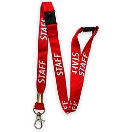 PAC Supplies Global 15mm STAFF Neck Lanyard With 3 Point (Triple) Safety Breakaway, Red, Large