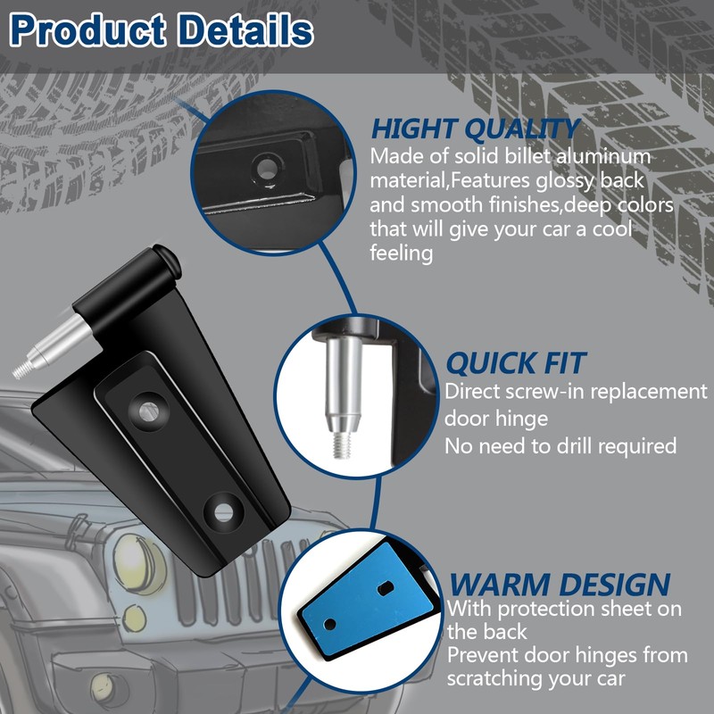 B.ZSSY Door Hinge Kit Compatible with 2007-2018 Wrangl-er JK JKU