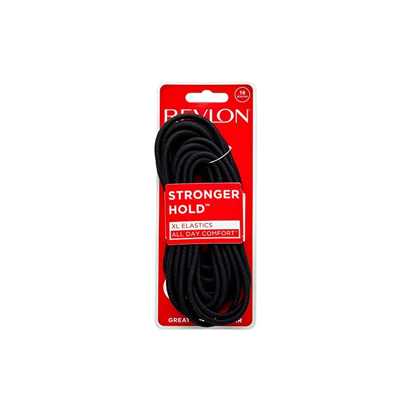 REVLON Extra Long Black Hair Elastics, 16 Count