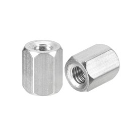 uxcell M6 x 1-Pitch 15mm Length Coupling Nuts, 8pcs 304 Stainless Steel Metric Hex Rod Coupling Nuts