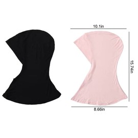 ZUYYON 4 Pcs Muslim Hijab Caps Adjustable Stretchy Modal Turban Full Cover Shawl Cap Full Neck Coverage Head Scarf for Lady, Black Beige Pink Blue, One Size