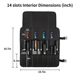 Chef Knife Roll Bag,Waxed Canvas chef bag with 18 Slots Cutlery Knives Holders Protectors,Portable Knife Bags for Chefs Professional,Case Storage Pouch,Camping and Hold Home Kitchen Knife Tools