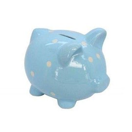 Gisela Graham Large Blue and White Polka Dot Spotty Ceramic Piggy Bank Money Savings Box