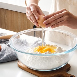 Homwin Glass Mixing Bowls with Lids Set, 8 Pieces Glass Salad Bowl Set with Lids(0.6QT,1.1QT,2.2QT,4QT) High Brosilicate Microwave Bowls for Kitchen Baking, Great Gift