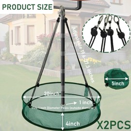Hkvoxim 2 Pack Seed Catcher Tray for Outdoor Pole Mounted Bird Feeders, 20'' Hanging Bird Feeder Seed Catcher Platform with Holes Fits 1'' Pole, for Hummingbird Bee Feeder Outdoor Garden(with Holes)