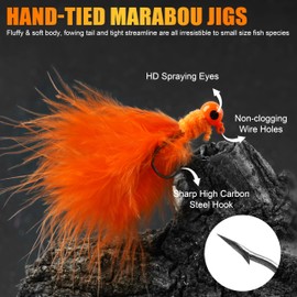 Crappie Jigs Marabou Feather Hair Jigs, 20pcs Marabou Jigs 1/8 1/16 1/32 oz Crappie Jig Heads with Feather Tail Crappie Baits Lures Kit for Panfish Walleye Trout Freshwater Saltwater Fishing