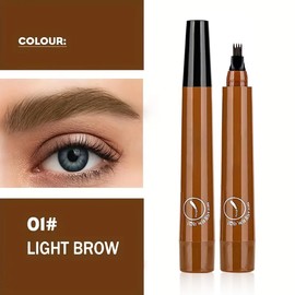 New Magic Eyebrow Pencil, 3D Waterproof Microblading Eyebrow Pencil Contouring Pen, 4 Tipped Precise Brow Pen, Fine Stroke Microblading Eyebrow Pencil Creates Natural Makeup Effect (Light Brown)
