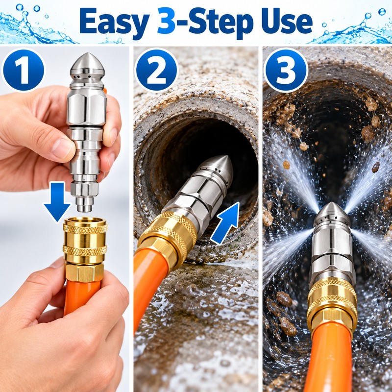 Sewer Jetter Nozzle Set – 5000 PSI Drain Cleaning Nozzle