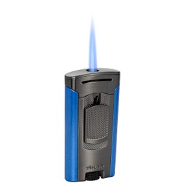 Xikar Astral Single Jet Flame Cigars Wind Resistant EZ Adjustment and View Fuel Window High Altitude Tested (Gunmetal and Blue)
