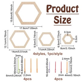 FINGERINSPIRE Weaving Loom Kit 4 Pcs Hexagon Wood Crochet Blocking Board 8 Pcs Plastic Sewing Needles Premium Crochet Blocking Board Wood Crochet Blocking Board for Easy Weaving Projects