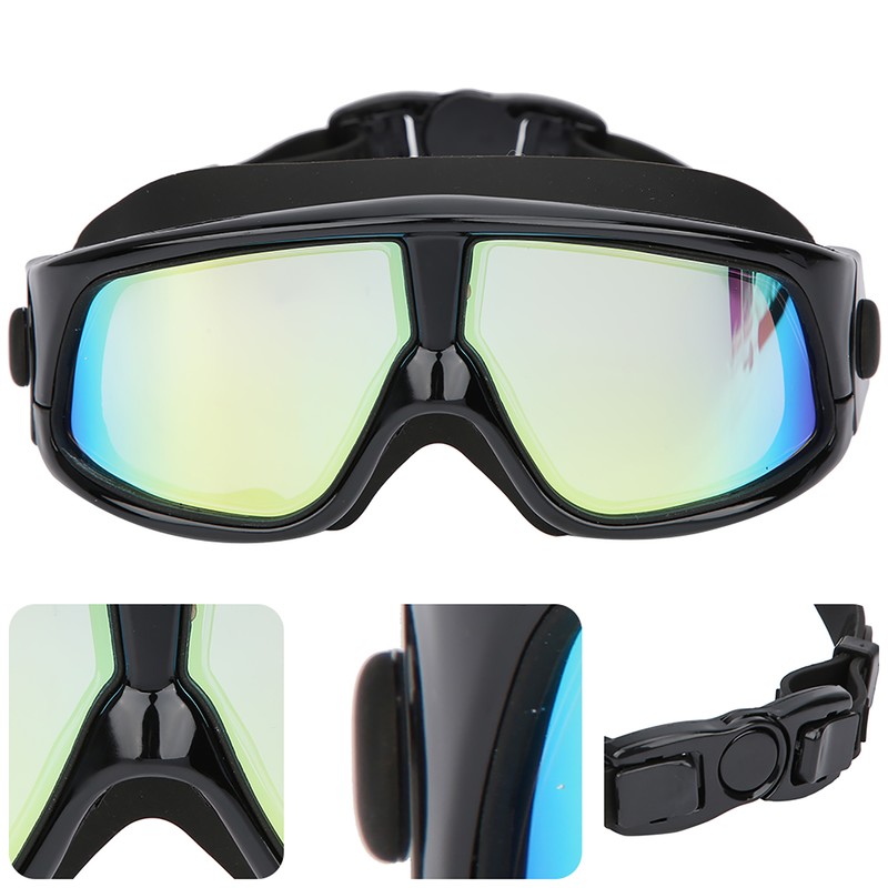 Electroplated Large Frame Swim Goggles Anti Fog Silicone Swimming High
