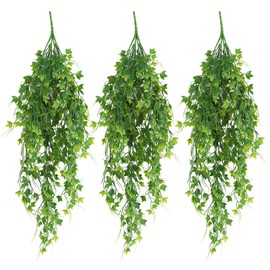 RECUTMS Artificial Plant Faux Plant Ivy Greenery Fake Hanging Plants Faux Greenery Plant Fake Ivy Leaf UV Resistant for Indoor Home Decor Outdoor Garden Yard Porch Wall Decoration 3 Packs（Green）