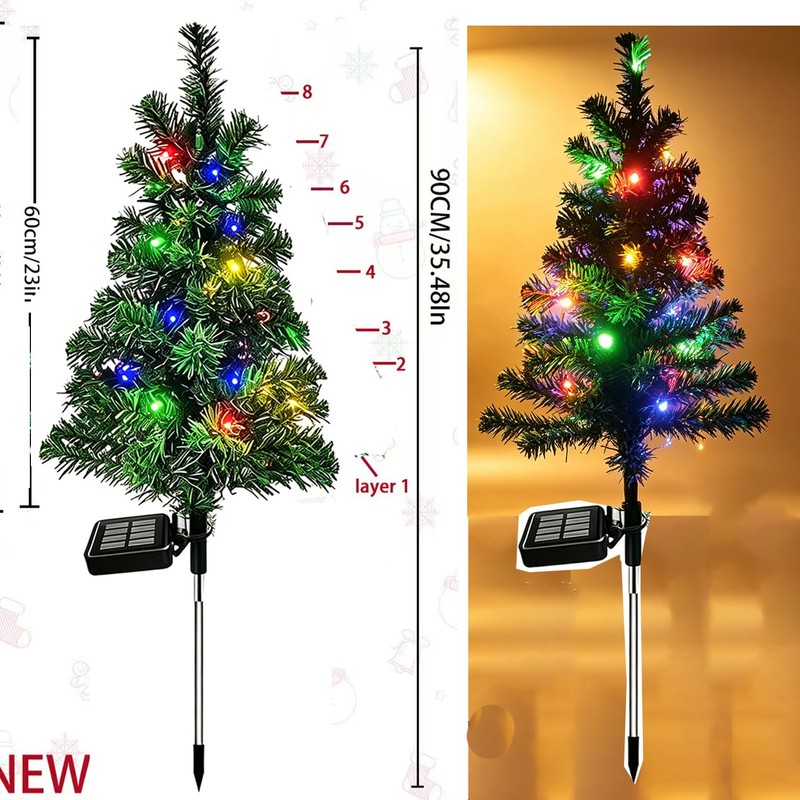 35 inch Solar Christmas Trees Garden Stake Lights Outside with