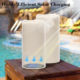 DRomance 8" Large Solar Flameless Candles Outdoor Waterproof Dusk to Dawn Solar Rechargeable Battery LED Flickering Pillar Candles for Patio Porch Garden Lantern Decor(2 Pack White)