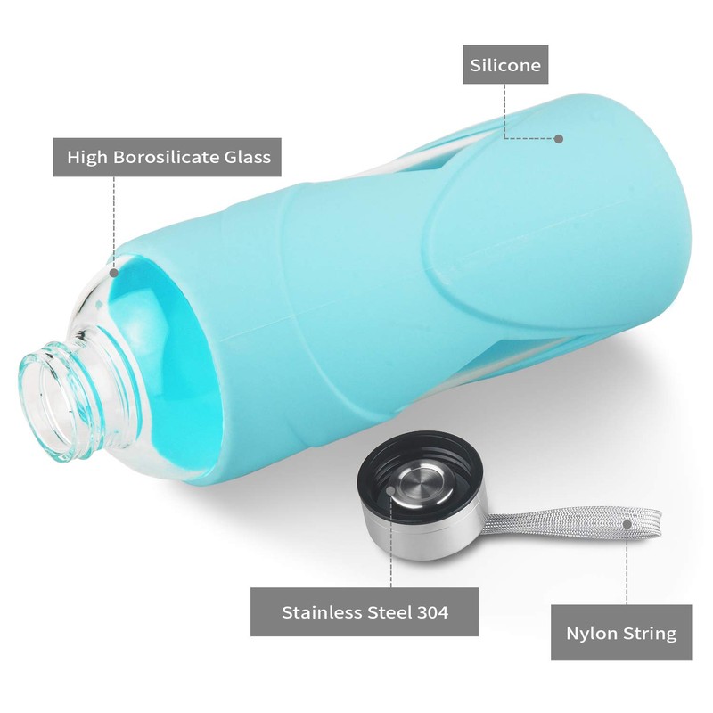 SHOW INGENUITY 32 oz Borosilicate Glass Water Bottle BPA Free
