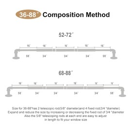 OLV Gold Industrial Curtain Rods for Windows 48 to 84 Inch(4 to 7 Feet), 1 Inch Diameter Blackout Wrap Around Adjustable Heavy Duty Window Drapery Rods, Indoor and Outdoor