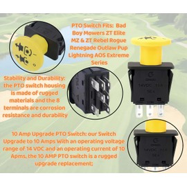 5104697 Clutch 10 AMP PTO Switch 7 Terminals Fits MTD Cub Cadet 925-3233A 725-3233A 925-3233 725-3233 Delta 6201-308 6204-308 Blade Clutch RTZ XT2 ZT1 ZTR Zero Cub Cadet PTO Switch﻿