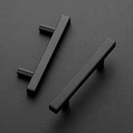 Ravinte 50 Pack 5 inch Square Cabinet Pulls Matte Black Stainless Steel Kitchen Drawer Pulls Cabinet Handles 5”Length, 3” Hole Center