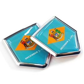 Newperlite Delaware Flag Decal Sticker Car Emblem Delaware Flag Car Decoration Accessories Chrome Shield for Truck Vehicles Cars, 2 Pack