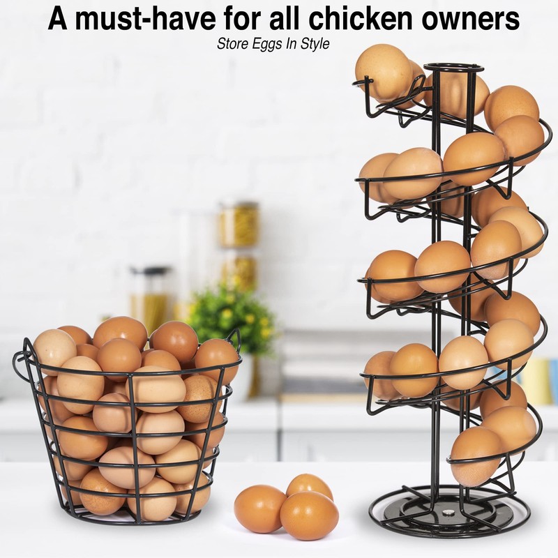 WOODLAND ACRES Rotating Spiral Egg Dispensing Rack, Skelter, Countertop storage
