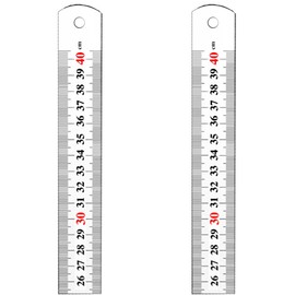 Stainless Steel Rulers, 2 Pack 40cm Metric Imperial Precision Ruler Long Office Ruler Table Ruler Imperial Double Marking Rulers Precision Mechanical Rulers for School Office Engineering
