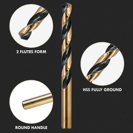 MACXCOIP Drill Bit Set, 29Pcs High Speed Steel Bits with Black and Gold Finish for Hardened Metals, Cast Iron and Wooden Plastics, with Metal Index Storage Box, 1/16"-1/2"