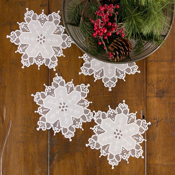 Heritage Lace Snowflake Doily, 9" Round, White, 4 Count