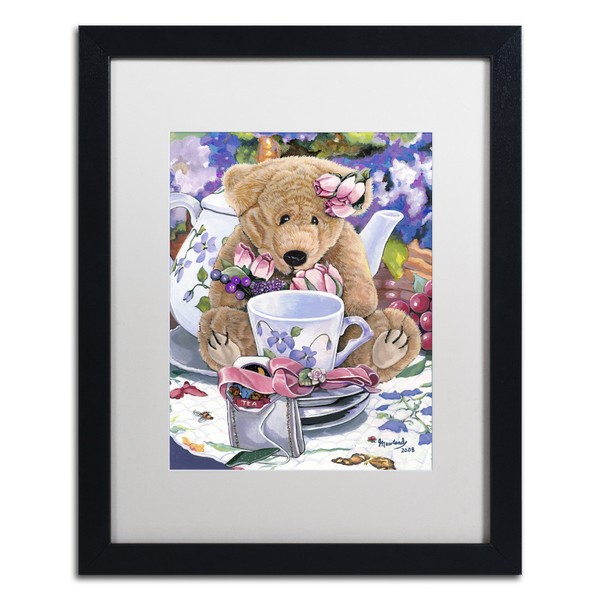 Tea Party Bear 1 by Jenny Newland White Matte Black Frame, 16 x 20"