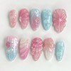 24 Pcs Pink Ombre Press on Nails Short Almond Nail