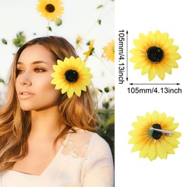 Honbay 6PCS Fabric Sunflower Hair Clips Artificial Floral Hair Alligator Clips Hair Styling Accessories for Summer Beach Party and Home Decor