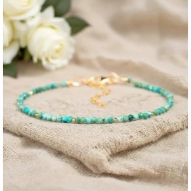 Unbranded Natural Turquoise Bracelet Subtle 2mm Beads Crystal Healing Women Dainty  Gifts