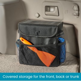 High Road Car Storage Organizer with Lid, Multipurpose Back or Front Seat Auto Console or Trunk Organizer, Univeral Fit in All Vehicles