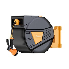 GardenJoy Retractable Garden Hose Reel-1/2in-100ft-Orange - Length: 5/8in-90ft