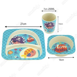 Kids Dinnerware 5 Piece Set Includes Plate, Bowl, Tumbler and Utensil Tableware- Dishwasher Safe Non-BPA Made of Durable Material and Perfect for Kids Toddlers Children