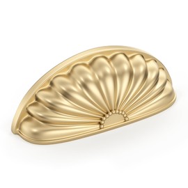 goldenwarm 12 Pack Gold Cabinet Pulls Edge Pulls 3" Hole Center Drawer Pulls Half Moon Cabinet Pulls Brushed Gold Cabinet Cup Pulls