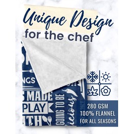 Huglanket Chef Gifts for Men, Funny Grilling Gifts Flannel Blanket Throws for Dad Grandpa Friends (50"x 65") - Blue