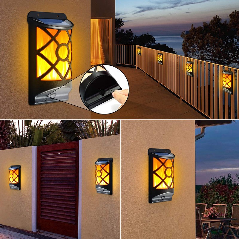 LazyBuddy Solar Flame Lights Outdoor, Realistic 3D Flickering Flames with