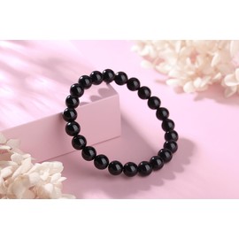 XIANNVXI Black Obsidian Beaded Bracelet Crystal Bracelets for Women Men's Bracelets 8mm Elastic Stretch Healing Gemstone Bead Bracelet Jewelry Gift