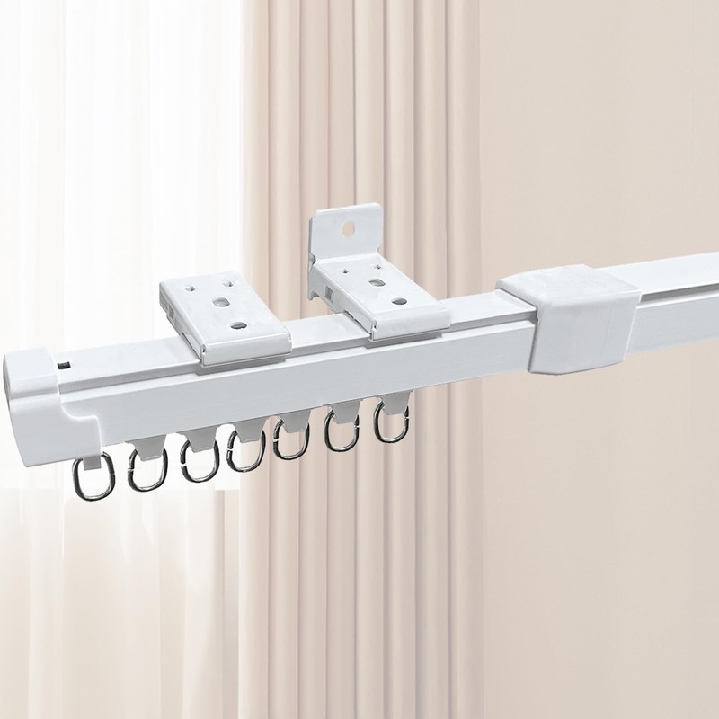 37-211in Retractable Wall or Ceiling Mount Curtain Track System for