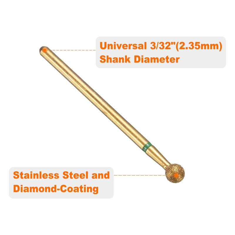 sourcing map 10pcs 100-120 Grits Diamond Grinding Bit 4mm Ball