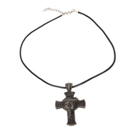 Cross Face Pendant Necklace Vintage Hypoallergenic Stainless Steel Christ Necklace for Men
