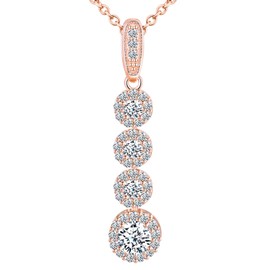 CPSLOVE Women's Necklace 925 Silver Round Cubic Zirconia Chains Pendant Elegant Gifts Sparkling Diamond Party Jewellery Wedding Necklace, Cubic Zirconia