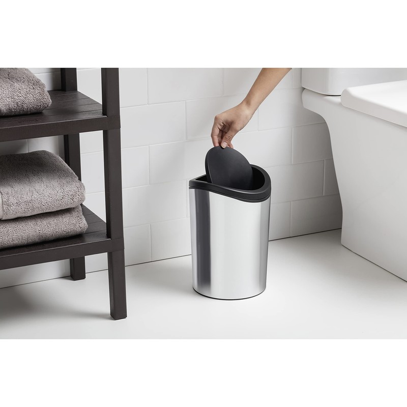 TATAY Bathroom Waste Bin with Tipping Lid, 6L Capacity made