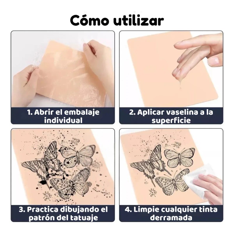 Set 12 Pzs Piel Falsa Sintética Silicona Practica Tatuaje F