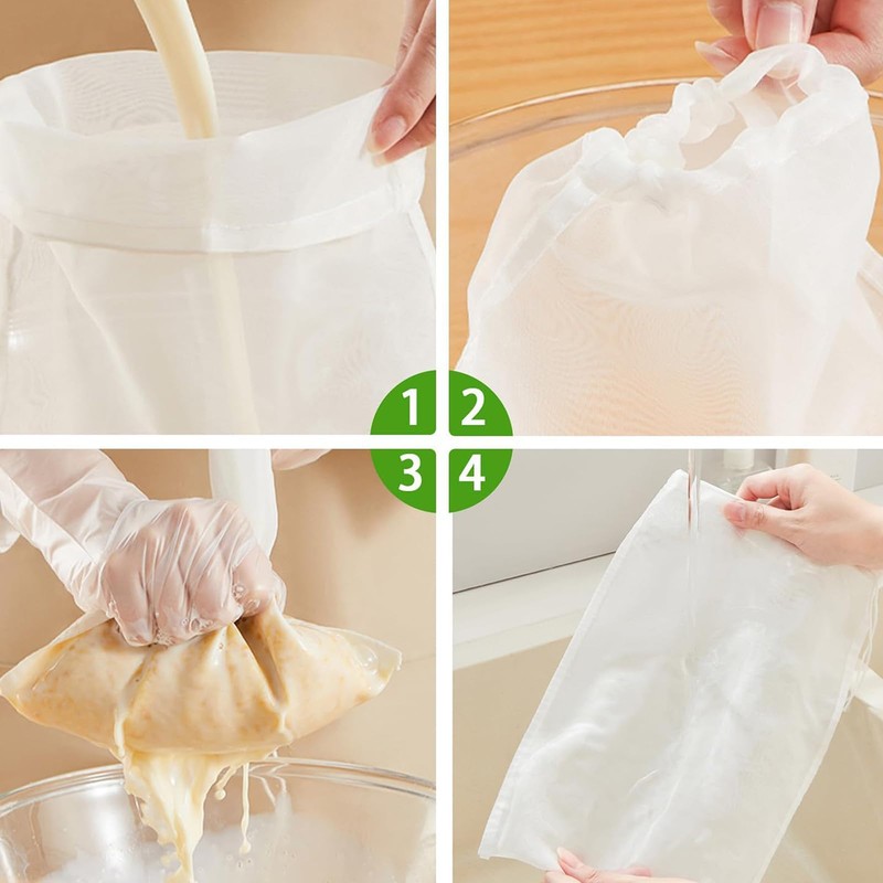 Brew Bags Reusable 46x40cm, Straining Bag with Fine Mesh and