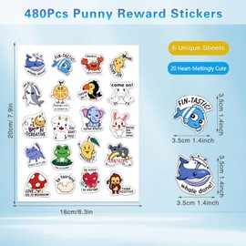WVD 480 Pcs Motivational Stickers for Reward Supplies, Cute Positive Teacher Stickers for School Supplies, Funny Sticker Classroom Prizes, Animal Sticker Classroom Essentials, Gifts for Teachers