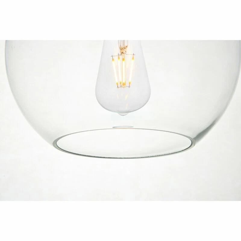 METRO LIGHT Hanging Single Clear Glass Globe Shade Ceiling Pendant